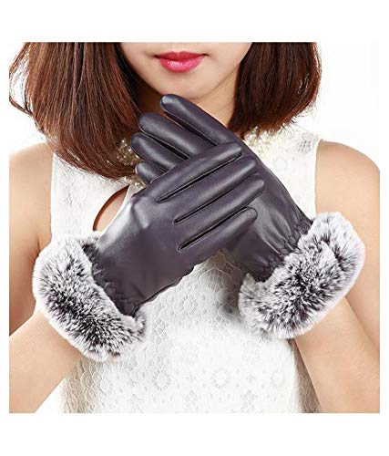 Krystle Devil Women's & Girl's PU Warm Gloves Rabbit Fur Wrist Mittens (Purple; Free Size) - Image 3