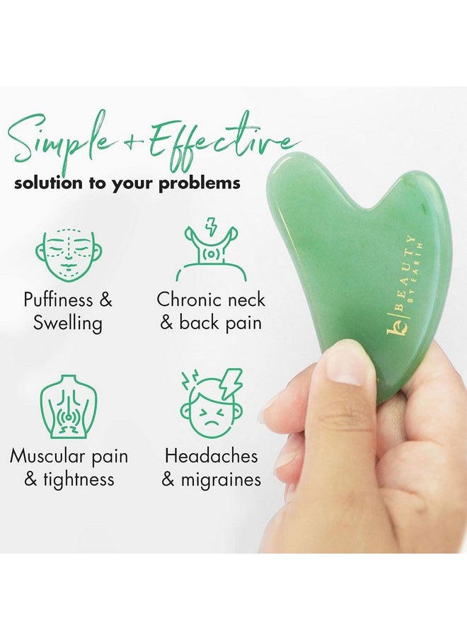 Beauty by Earth - Jade Gua Sha Stone Face Sculpting Tool Guasha Tool For Face Gua Sha Facial Tools For Face Massage Jaw Massager & Face Sculptor Gua Sha Tools Face Tools Facial Massage Tools Face Stone Gua Sha - Image 1