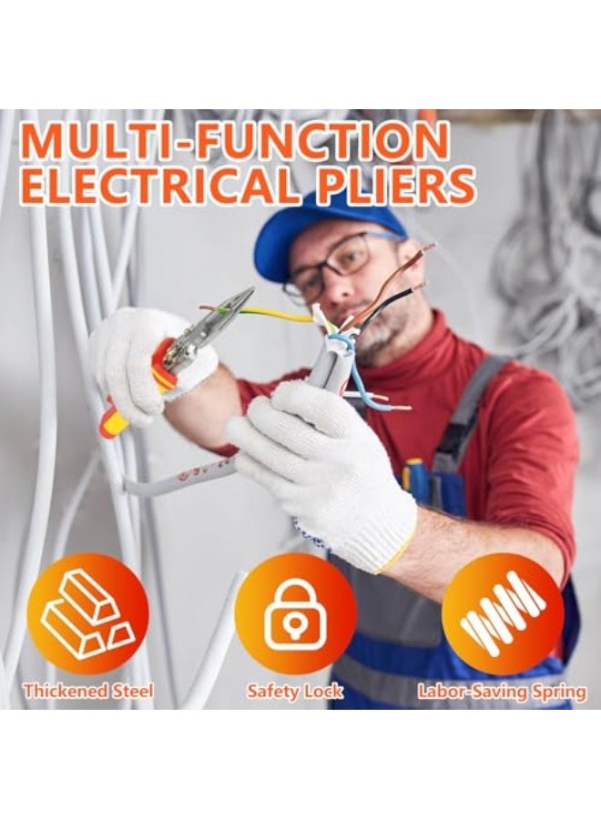 9-in-1 Multifunctional Automatic Wire Stripper and Cutter with Voltage Tester Pliers, Electrical Cable Stripping, Twisting and Cutting Tool for Electricians, Professional Insulated Hand Tool - Image 2