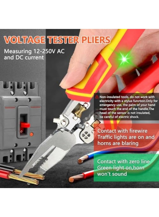 9-in-1 Multifunctional Automatic Wire Stripper and Cutter with Voltage Tester Pliers, Electrical Cable Stripping, Twisting and Cutting Tool for Electricians, Professional Insulated Hand Tool - Image 3