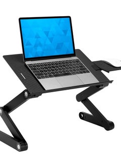 Adjustable Laptop Stand with Built-in Cooling Fans and Mouse Pad Tray, Easy to Use Ergonomic Laptop Stand for Bed, Couch, and Table, Portable and Lightweight