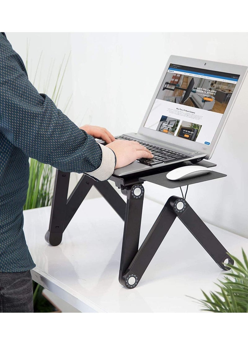ماركة غير محددة - Adjustable Laptop Stand with Built-in Cooling Fans and Mouse Pad Tray, Easy to Use Ergonomic Laptop Stand for Bed, Couch, and Table, Portable and Lightweight - Image 1