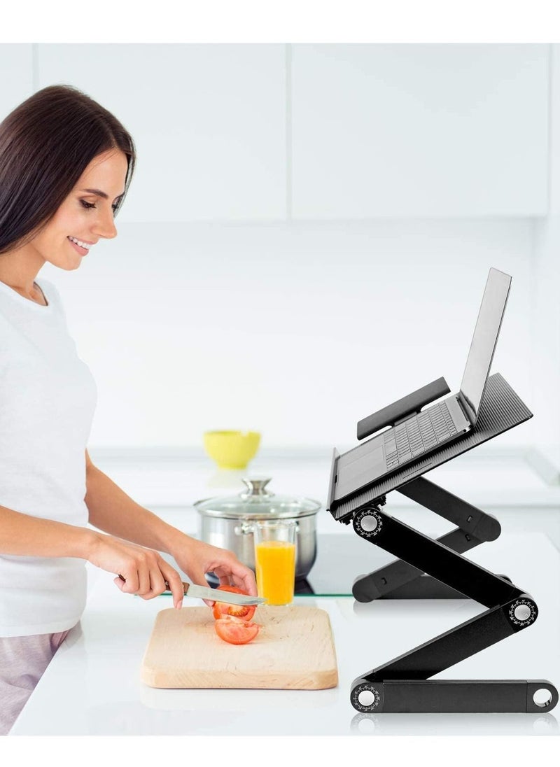 ماركة غير محددة - Adjustable Laptop Stand with Built-in Cooling Fans and Mouse Pad Tray, Easy to Use Ergonomic Laptop Stand for Bed, Couch, and Table, Portable and Lightweight - Image 1