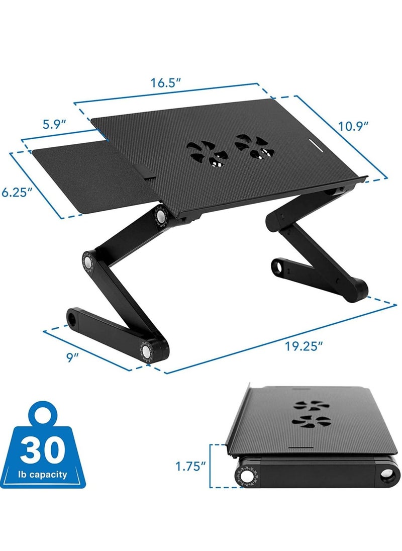 ماركة غير محددة - Adjustable Laptop Stand with Built-in Cooling Fans and Mouse Pad Tray, Easy to Use Ergonomic Laptop Stand for Bed, Couch, and Table, Portable and Lightweight - Image 1