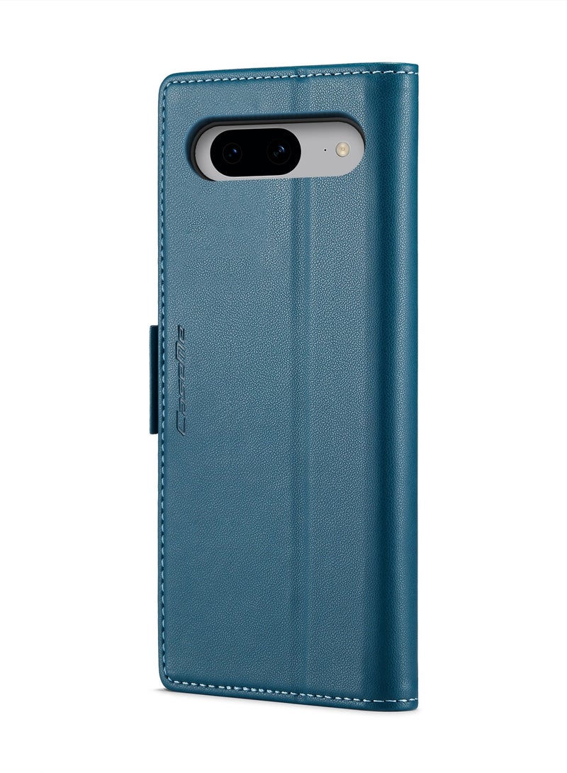 CaseMe Flip Wallet Case For Google Pixel 8, [RFID Blocking] PU Leather Wallet Flip Folio Case with Card Holder Kickstand Shockproof Phone Cover (Blue) - Image 4