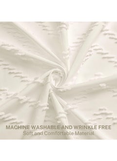 L&E Boho Shower Curtain Beige Tassel Woven Fabric Shower Curtain Modern Farmhouse Textured Tufted Chevron Striped Minimalist Bathroom Hotel, 182*213CM  - Image 2