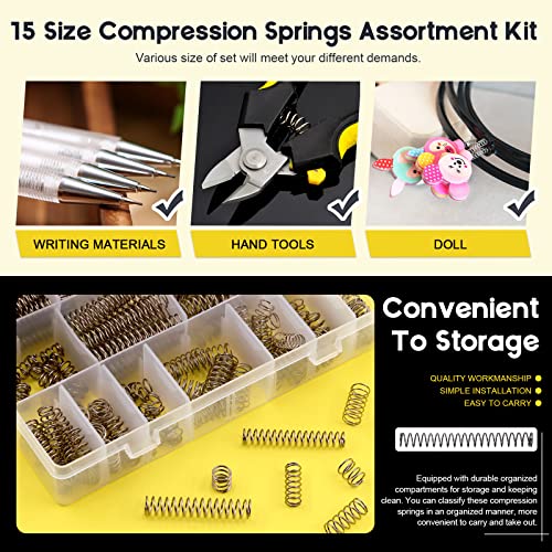 Mardatt 240 Pcs 15 Size Compression Springs Assortment Kit Mini Stainless Steel Springs with Case Wire Diameter 0.6mm 0.8mm 1mm, Outer Diameter 8mm 9mm 9.5mm, Length 10mm 20mm 50mm - Image 3