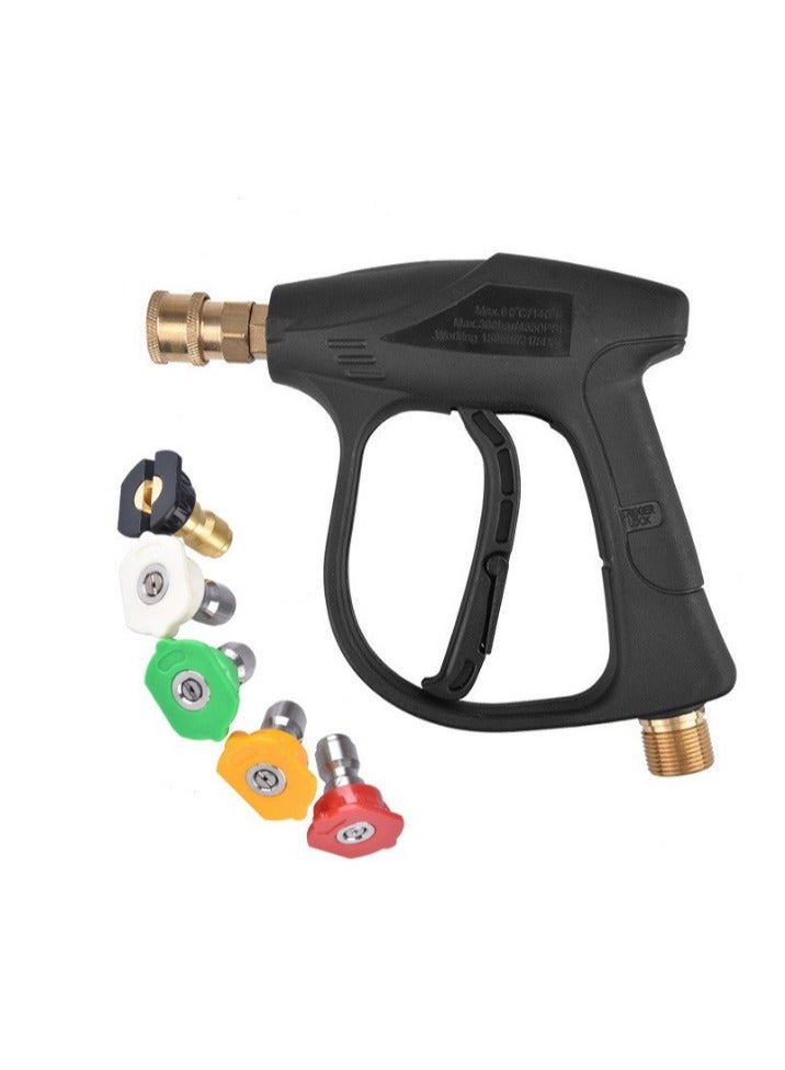 High Pressure Washer Gun, 4350 PSI Short Pressure Washer Handle with 5 Pressure Washer Nozzle, Power Pressure Washer Wand, M22-14 Fitting Car Pressure Washer Kit - Image 1