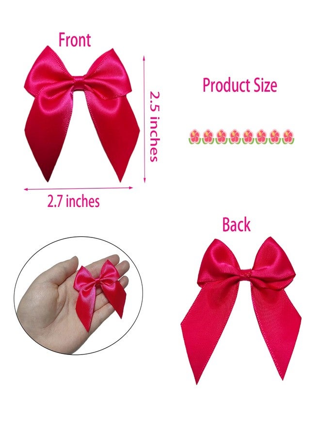 Ulifebetter 50PCS Hot Pink Bows, Twist Tie Decor with Tape (2.7x2.5 Inch) - Image 2