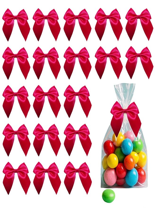 Ulifebetter 50PCS Hot Pink Bows, Twist Tie Decor with Tape (2.7x2.5 Inch) - Image 1