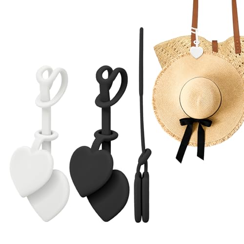 AMAZYC-US 2 Pcs Magnetic Hat Clips for Travel on Bag, Adjustable Silicone Magnetic Hat Clip for Caps & Beach Hats Holder, Vacation Travel Beach Essentials (2, Black+White) - Image 1