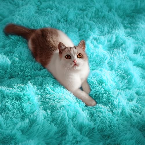PAGISOFE Soft Fluffy Teal Area Rugs for Bedroom Kids Room Living Room Rug Shag Furry Carpet for Boys Girls Room Modern Plush Decorative Nursery Rugs Solid Accent Floor Rugs Dorm 4' x 6', Blue - Image 3