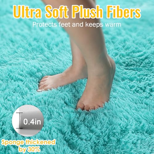 PAGISOFE Soft Fluffy Teal Area Rugs for Bedroom Kids Room Living Room Rug Shag Furry Carpet for Boys Girls Room Modern Plush Decorative Nursery Rugs Solid Accent Floor Rugs Dorm 4' x 6', Blue - Image 5