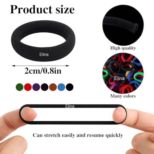 Elina 100 Pcs Baby Hair Ties for Girls and Kids Soft Premium Cotton Mini Elastic Rubber Bands Stretchable Non-Slip Small Ponytail Holder Tiny (Dark Color) (Pack of 100) - Image 2