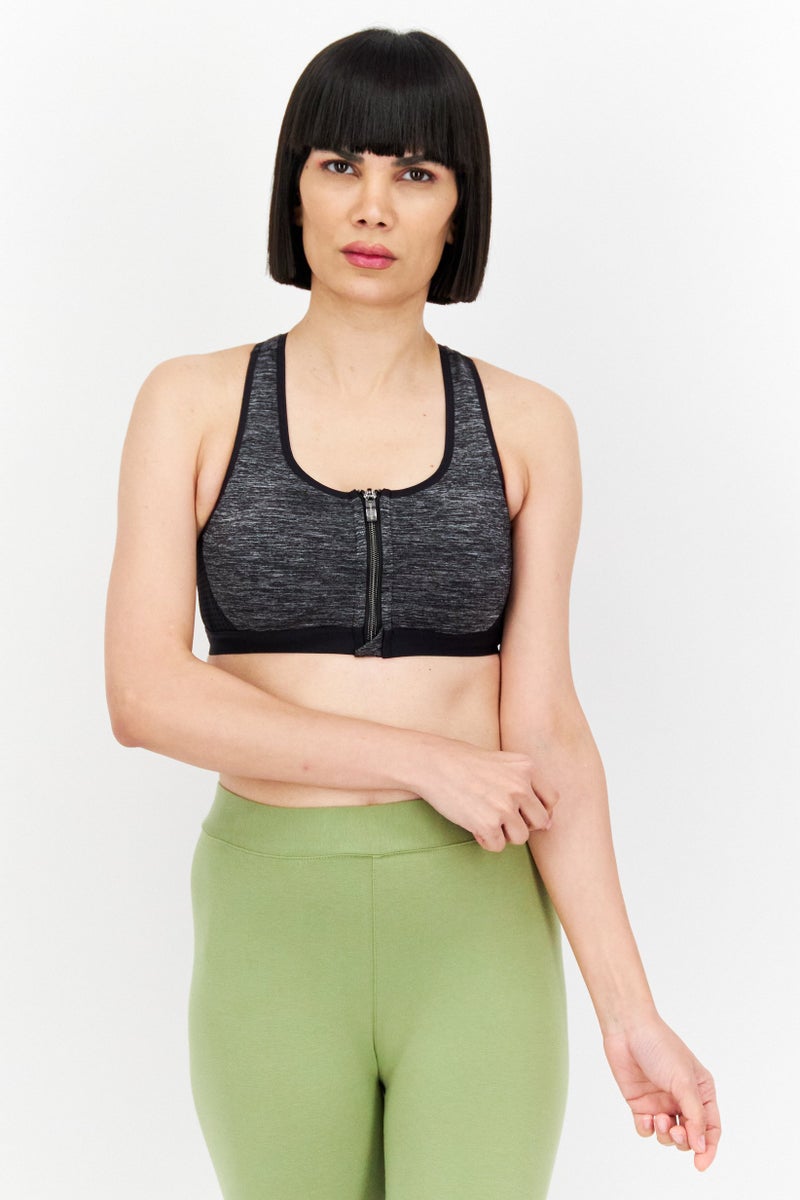 Dorina Women Non Padded Heather Sport Bra, Grey - Image 1