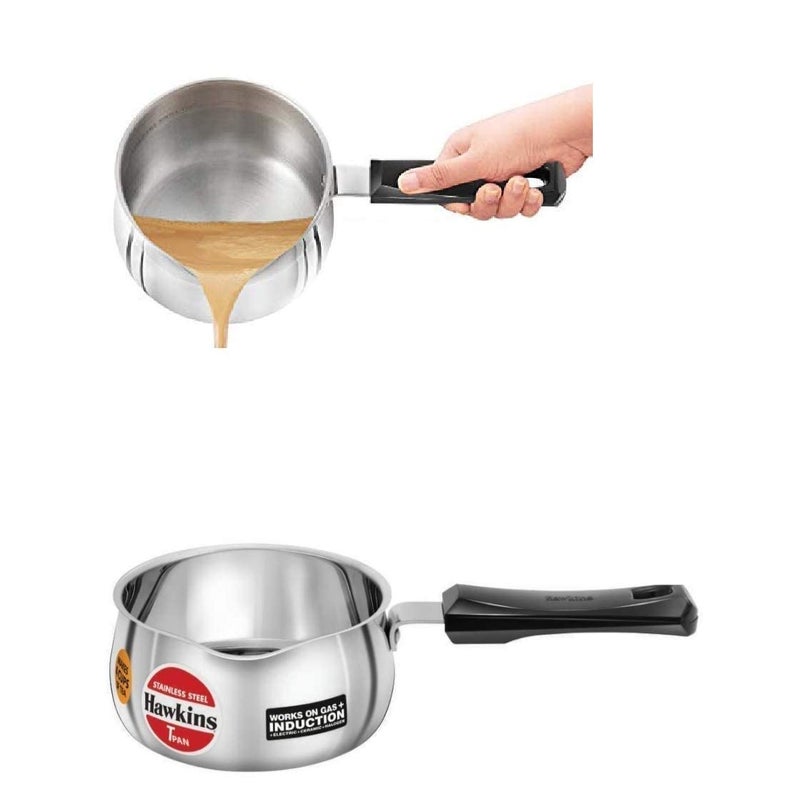 Hawkins Stainless Steel Tpan / Sauce Pan, 1.5 Litres And 1 Litre, Set Of 2 Pcs,Non-Stick, 1.5 Liter