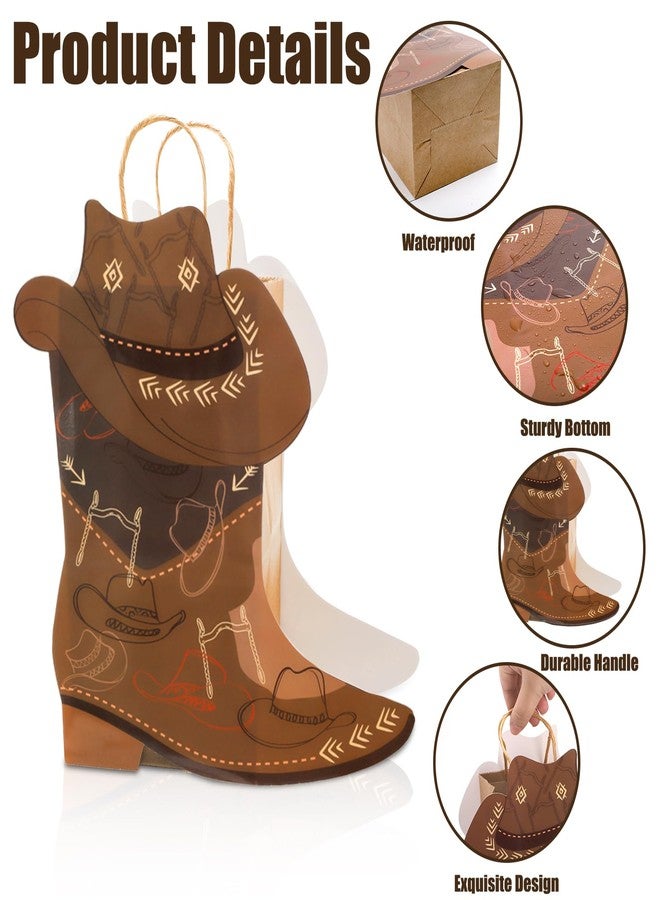 فاسموف أكياس ورقية على شكل أحذية رعاة البقر من فاسموف، 40 قطعة، زينة لحفلات بطابع الغرب الأمريكي، أكياس هدايا من ورق كرافت بمقابض، أكياس هدايا على شكل أحذية وقبعات رعاة البقر لحفلات أعياد الميلاد وحفلات استقبال المولود الجديد بطابع رعاة البقر - Image 3