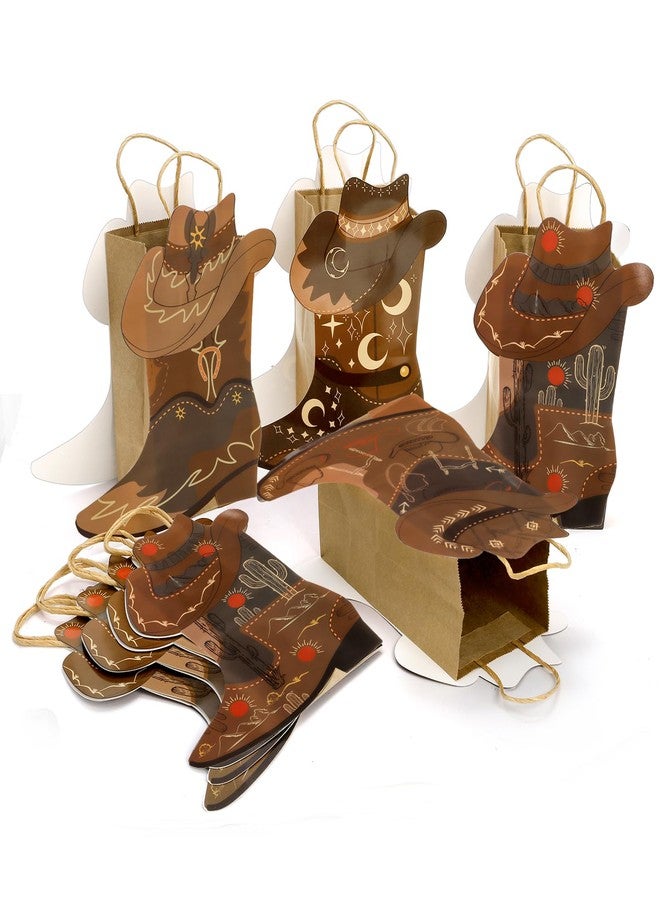 فاسموف أكياس ورقية على شكل أحذية رعاة البقر من فاسموف، 40 قطعة، زينة لحفلات بطابع الغرب الأمريكي، أكياس هدايا من ورق كرافت بمقابض، أكياس هدايا على شكل أحذية وقبعات رعاة البقر لحفلات أعياد الميلاد وحفلات استقبال المولود الجديد بطابع رعاة البقر - Image 4