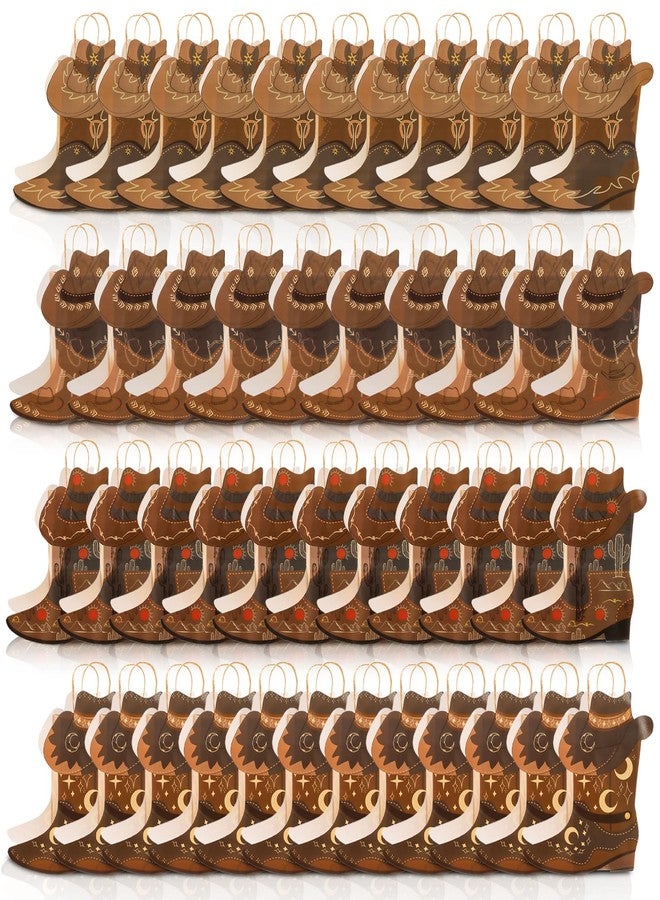 فاسموف أكياس ورقية على شكل أحذية رعاة البقر من فاسموف، 40 قطعة، زينة لحفلات بطابع الغرب الأمريكي، أكياس هدايا من ورق كرافت بمقابض، أكياس هدايا على شكل أحذية وقبعات رعاة البقر لحفلات أعياد الميلاد وحفلات استقبال المولود الجديد بطابع رعاة البقر - Image 1