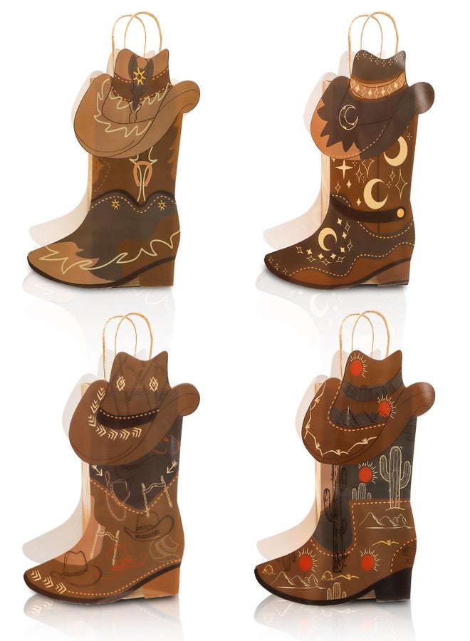 فاسموف أكياس ورقية على شكل أحذية رعاة البقر من فاسموف، 40 قطعة، زينة لحفلات بطابع الغرب الأمريكي، أكياس هدايا من ورق كرافت بمقابض، أكياس هدايا على شكل أحذية وقبعات رعاة البقر لحفلات أعياد الميلاد وحفلات استقبال المولود الجديد بطابع رعاة البقر - Image 5