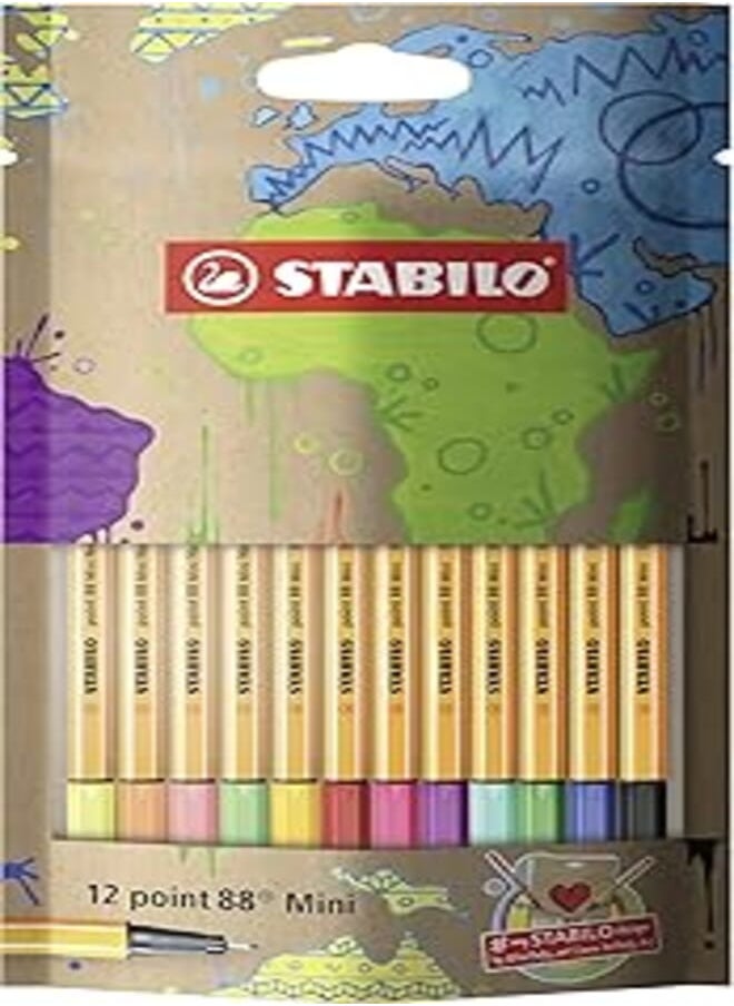 STABILO Stabilo point 88 mini fineliner- mystabilodesign in resealable pouch - 12 