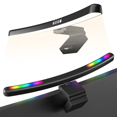 Geisofu Monitor Light Bar Curved, RGB Backlight, Computer Screen Lamp for Eye Care, Dual Light Mode with Touch Control Timed, Gaming Accessory, Radius of Curvature 1500 mm - Image 1