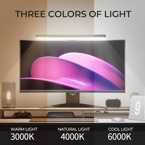 Geisofu Monitor Light Bar Curved, RGB Backlight, Computer Screen Lamp for Eye Care, Dual Light Mode with Touch Control Timed, Gaming Accessory, Radius of Curvature 1500 mm - Image 2