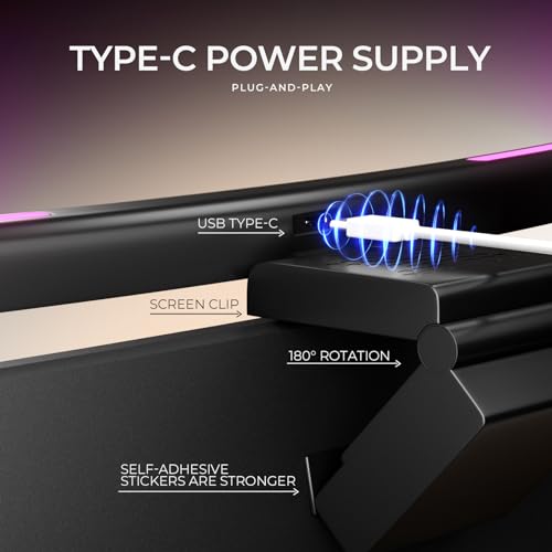 Geisofu Monitor Light Bar Curved, RGB Backlight, Computer Screen Lamp for Eye Care, Dual Light Mode with Touch Control Timed, Gaming Accessory, Radius of Curvature 1500 mm - Image 5