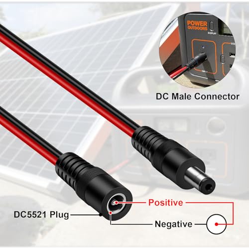 iGreely 10ft 14AWG 12V DC Extension Cable DC 2.1mm x 5.5mm 5521 Power Supply Adapter Flat Extender Cord,Female to Male Wire for CCTV Security Camera,IP Network Camera,DVRs and More Devices - Image 4
