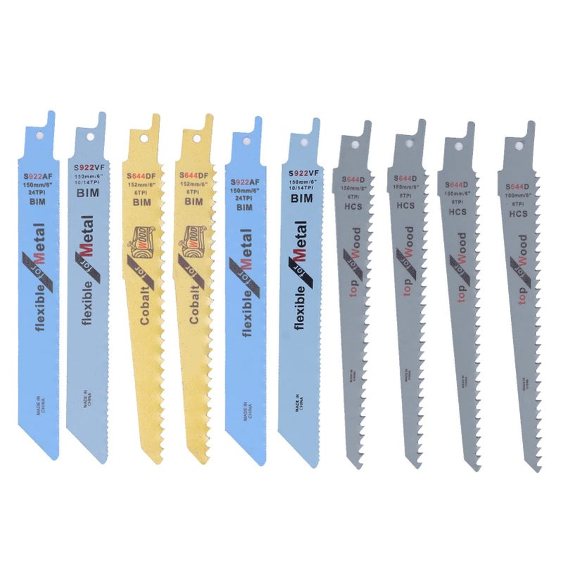 Bimetal Reciprocating Saw Blade Set 10 Pcs For Wood Metal Cutting - Image 2