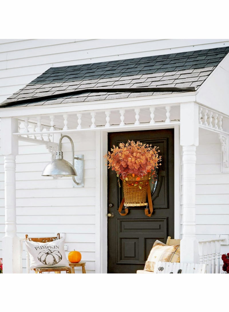 SYOSI 3PCS Artificial Flower Fake Money Grass Eucalyptus Leaves Branches Bulk Fall Orange Faux Greenery Stems Touch for Home Office Centerpiece Wedding Banquet Arrangement Decoration - Image 5