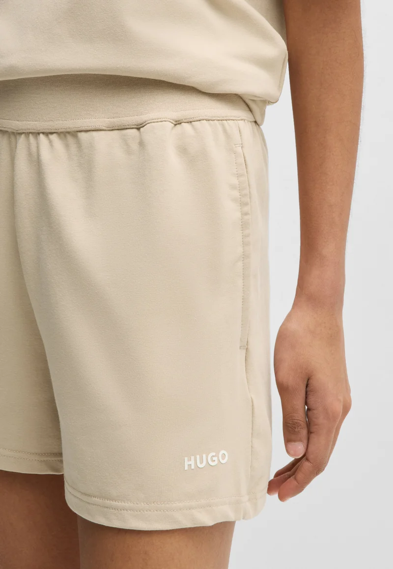 HUGO Light Beige Logo-print shorts in stretch fabric for Women | Best Price UAE