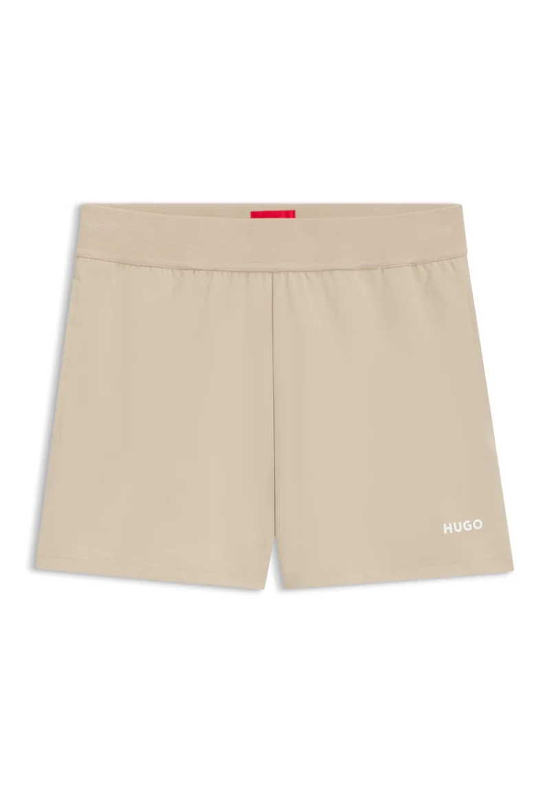 HUGO Light Beige Logo-print shorts in stretch fabric for Women | Best Price UAE