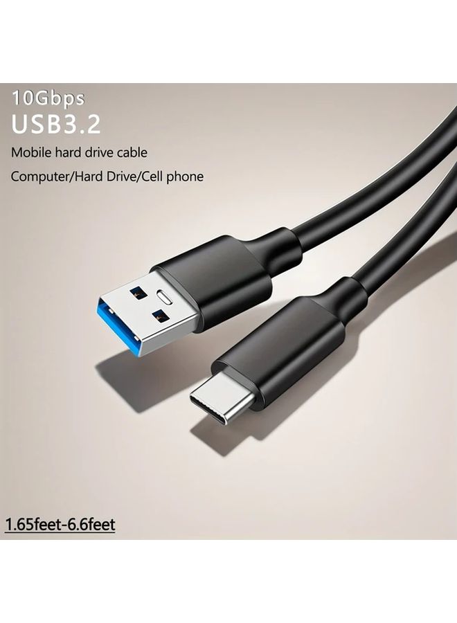 كابل USB A إلى USB C 3.2 Gen 2 بطول 5 أقدام، سرعة بيانات 10 جيجابت في الثانية، شحن سريع بقدرة 60 واط، مناسب لمحركات أقراص SSD - Image 1
