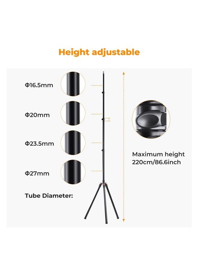 K&F Concept 86.6 inch/2.2m Light Stand with Storage Bag, Aluminium Photography Tripod for Reflectors, Softboxes, Flash, Strobe Lights, Umbrellas, Compact Lightweight Light Tripod - Image 4