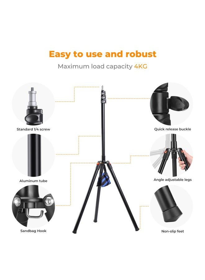K&F Concept 86.6 inch/2.2m Light Stand with Storage Bag, Aluminium Photography Tripod for Reflectors, Softboxes, Flash, Strobe Lights, Umbrellas, Compact Lightweight Light Tripod - Image 2