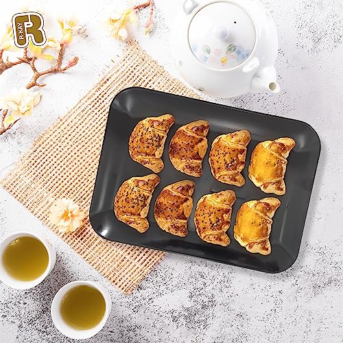 R-kay 3 Pack Black Plastic Serving Tray for Party - Black Serving Tray 8 by 11 Inch - Dessert Trays for Food - Party Serving Trays for Entertaining - Image 3