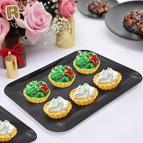 R-kay 3 Pack Black Plastic Serving Tray for Party - Black Serving Tray 8 by 11 Inch - Dessert Trays for Food - Party Serving Trays for Entertaining - Image 4