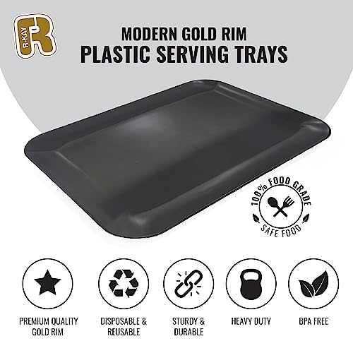 R-kay 3 Pack Black Plastic Serving Tray for Party - Black Serving Tray 8 by 11 Inch - Dessert Trays for Food - Party Serving Trays for Entertaining - Image 5