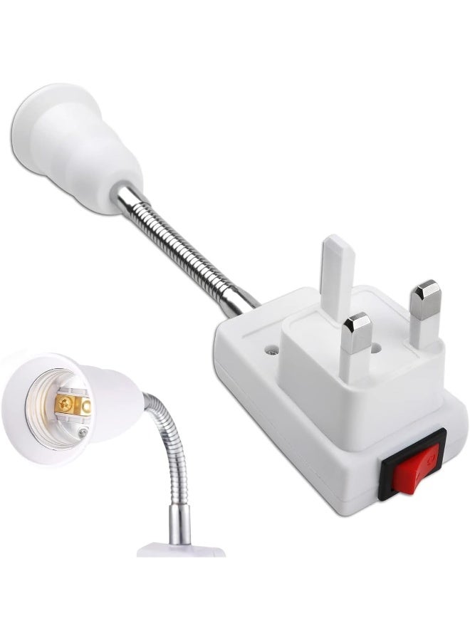 melfi E27 Socket Adapter with On/Off Switch, Plug-in Light Bulb Holder with UK Plug – Edison Screw Lamp Base Converter for Home or Office Use, (UK Plug, 1, PCS) - Image 1