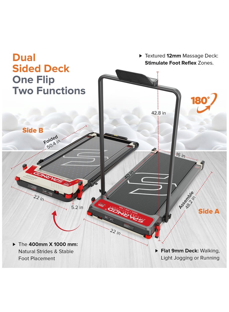 Sparnod Fitness STH-3007 3-in-1 Double-Sided Walking Pad Treadmill for Home Use with Acupressure Massage Pad, 5-Speed Modes, LED Display, Incline, 2.5HP Motor, Supports Up to 120kg - Image 3