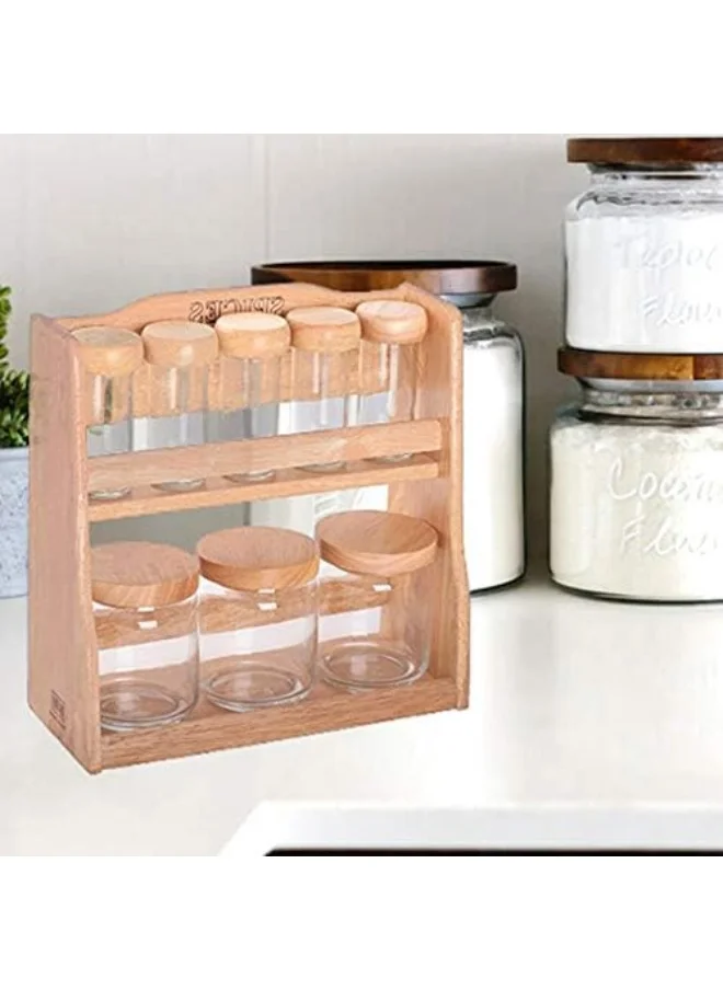BILLI Billi 5 Pieces Spice Bottles And 3 Canister Set With Wooden Stand