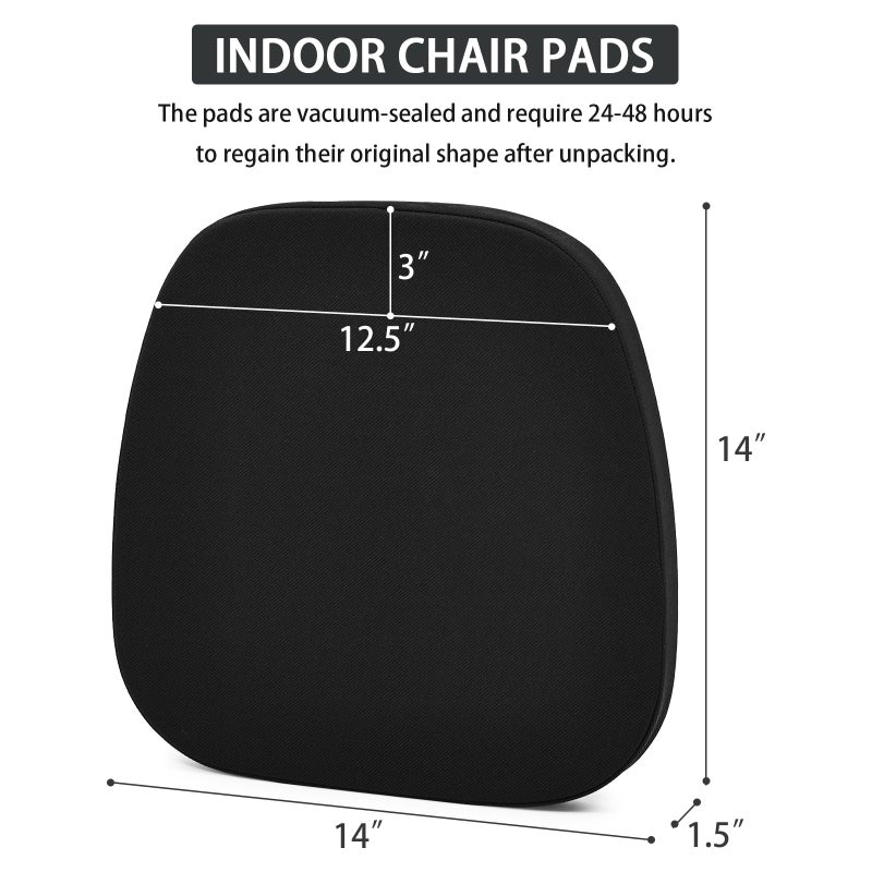 BAIBU baibu 14In Metal Chair Cushion with Ties  Set of 2 Non-Slip Metal Dining Chair Pads Kitchen Seat Cushions with Machine Washable Cover  14x14x1.5in  Black - Image 3