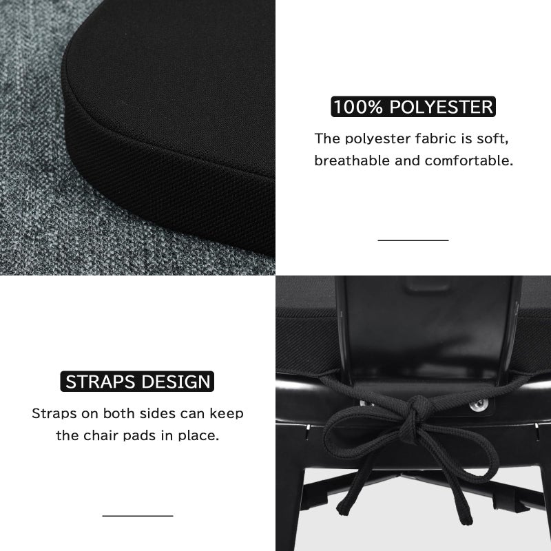 BAIBU baibu 14In Metal Chair Cushion with Ties  Set of 2 Non-Slip Metal Dining Chair Pads Kitchen Seat Cushions with Machine Washable Cover  14x14x1.5in  Black - Image 5