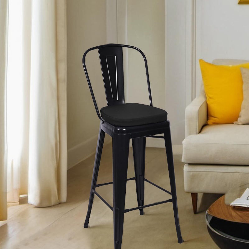 BAIBU baibu 14In Metal Chair Cushion with Ties  Set of 2 Non-Slip Metal Dining Chair Pads Kitchen Seat Cushions with Machine Washable Cover  14x14x1.5in  Black - Image 4