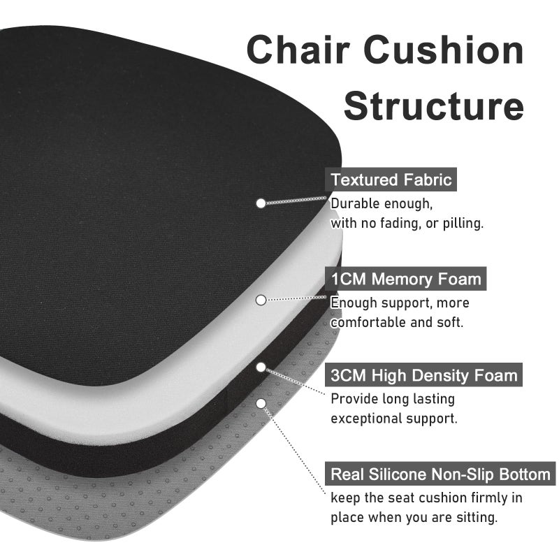 BAIBU baibu 14In Metal Chair Cushion with Ties  Set of 2 Non-Slip Metal Dining Chair Pads Kitchen Seat Cushions with Machine Washable Cover  14x14x1.5in  Black - Image 2