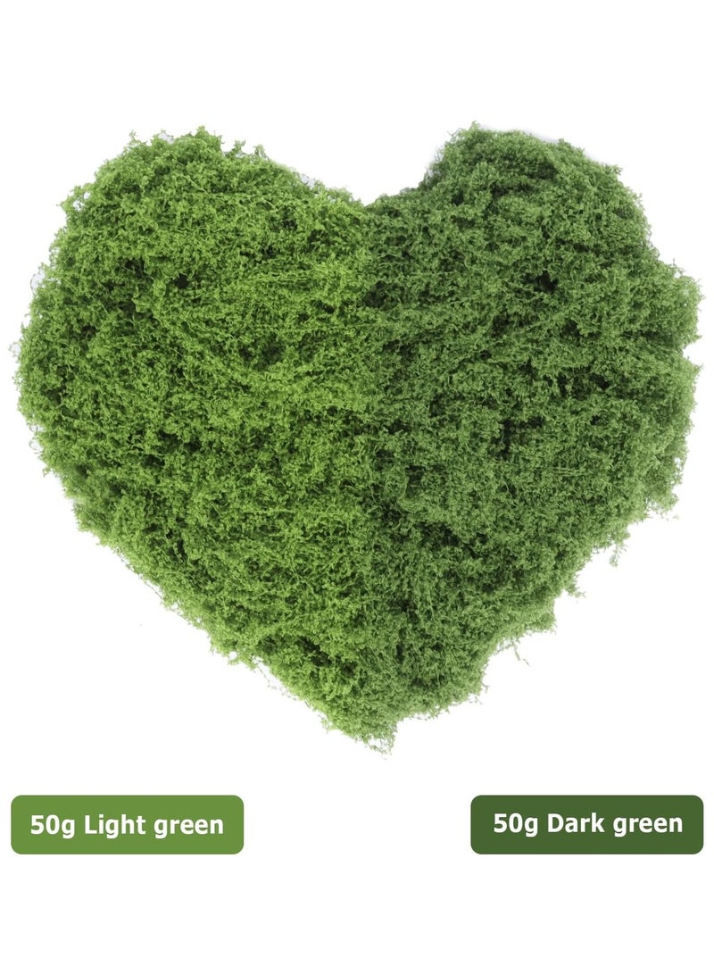 Artificial Moss 100g Faux Moss Artificial Plants Outdoor Dried Moss for Plant Pots Green Moss for Craft Fake Green Plants for Garden Home Office Decoration（50g Light Green+50g Dark Green） - Image 2