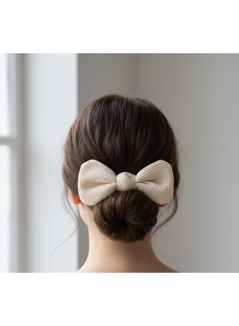 Cotton Bow Elastic Hair Tie – Elegant Hair Accessory for Girls & Women - Image 3