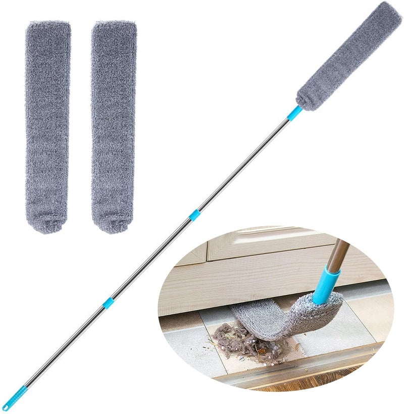 JUPITER WARRIOR Under Appliance Microfiber Duster Dust Cleaning Brush with Extendable Pole (31.5''-47.6'') Retractable Gap Dust Cleaner Bendable Removable Washable Gap Duster for Sofa Bed Furniture Bottom - Image 1