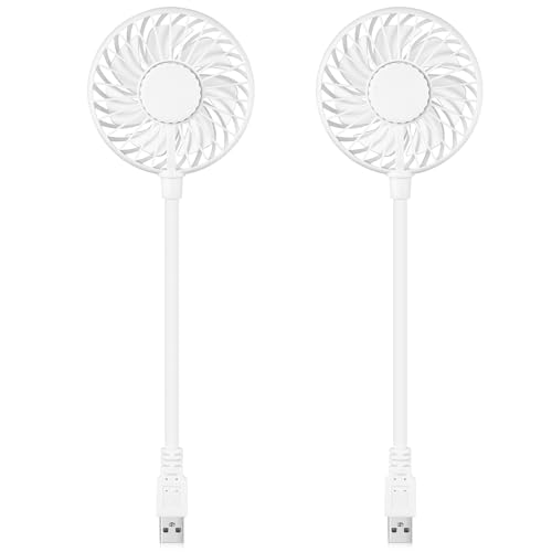 Tujoe 2 Pcs USB Fan Mini Portable Fan for 360 Degree Rotation USB Desk Fan Small Personal Fan Compatible with All USB Outputs Such as Laptop/Power Bank/Plug for Travel Commute Office Camping - Image 1